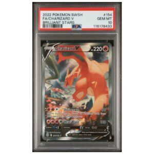 Charizard V - Brilliant Stars - Full Art PSA GEM MT 10